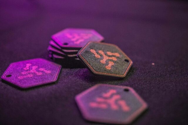 a group of small square objects