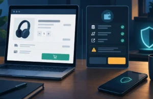 Unexpected Wallet Requests at Checkout: A Crypto User’s Safety Checklist Online checkout beside a wallet permission prompt, illustrating the need to check unexpected authorization requests.