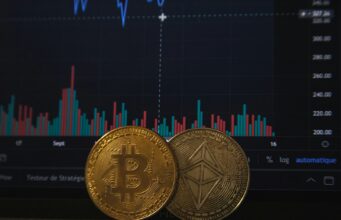 Peer-to-Peer Crypto Trading – Make Money Directly blue and red line illustration